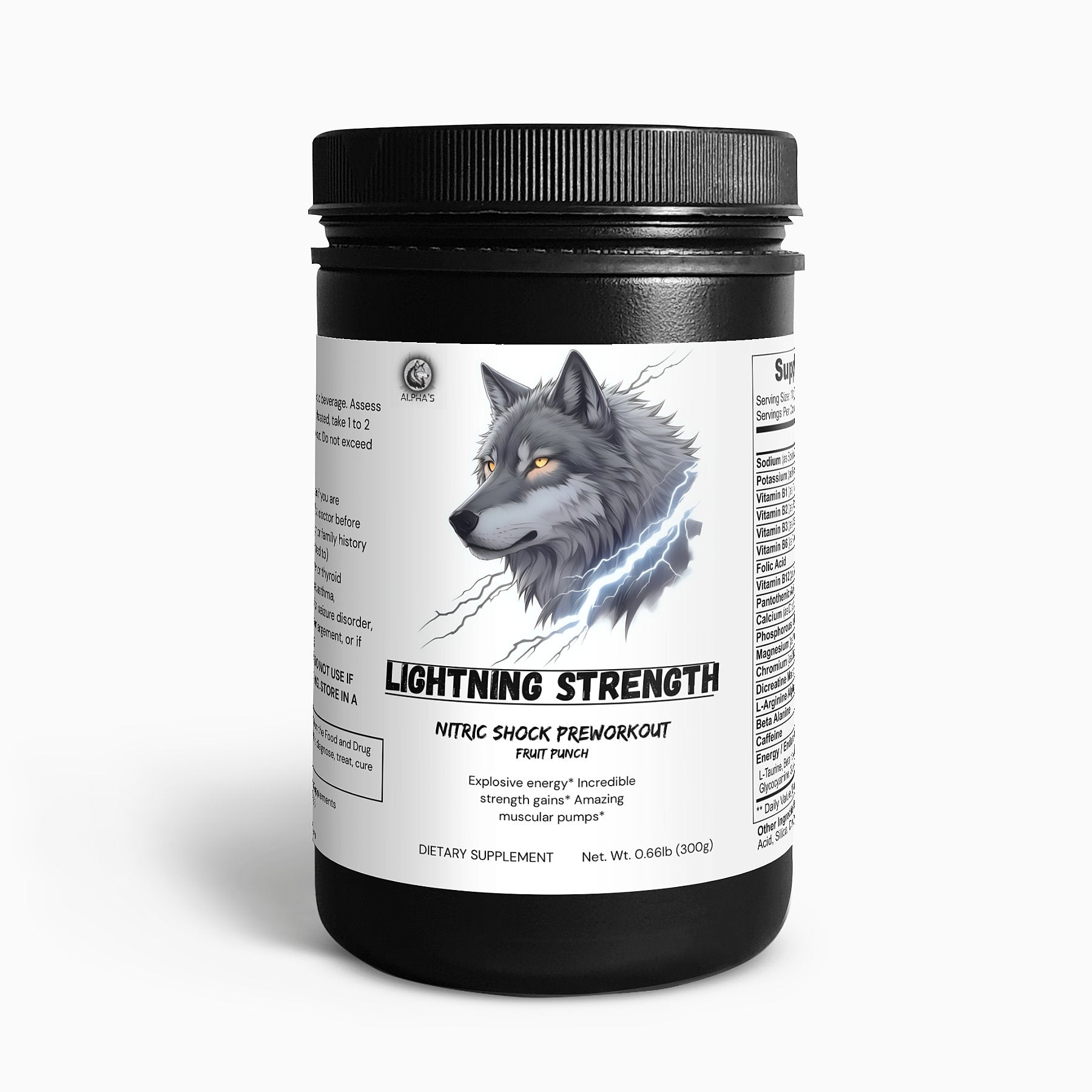 Lightning Strength - Nitric Shock Preworkout (Fruit Punch) - Alpha's