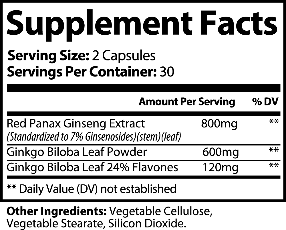 Ninja Focus - Ginkgo Biloba & Ginseng - Alpha's