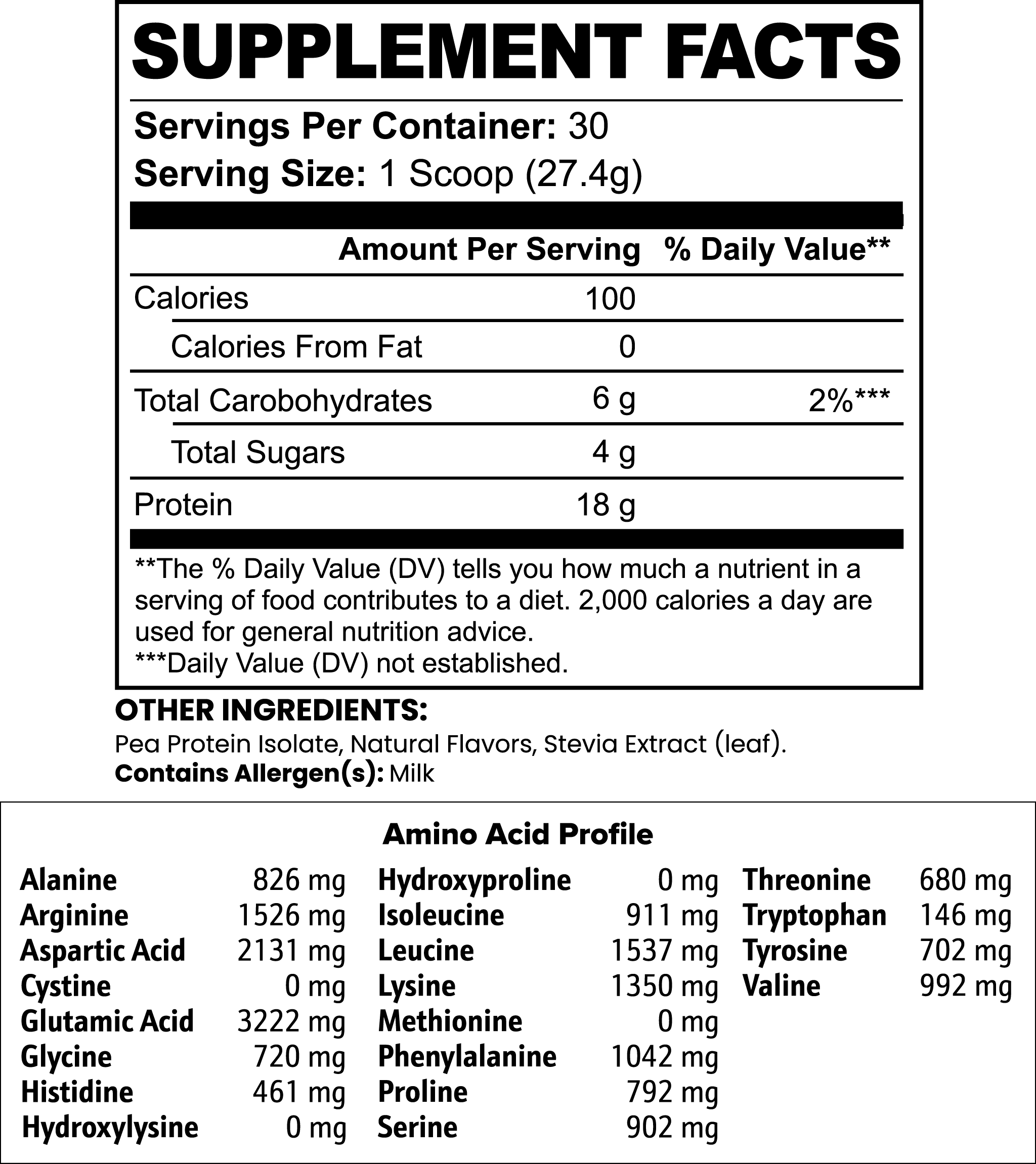 Amino Acids And Vanilla - Vegan Pea Protein Isolate - Alpha's